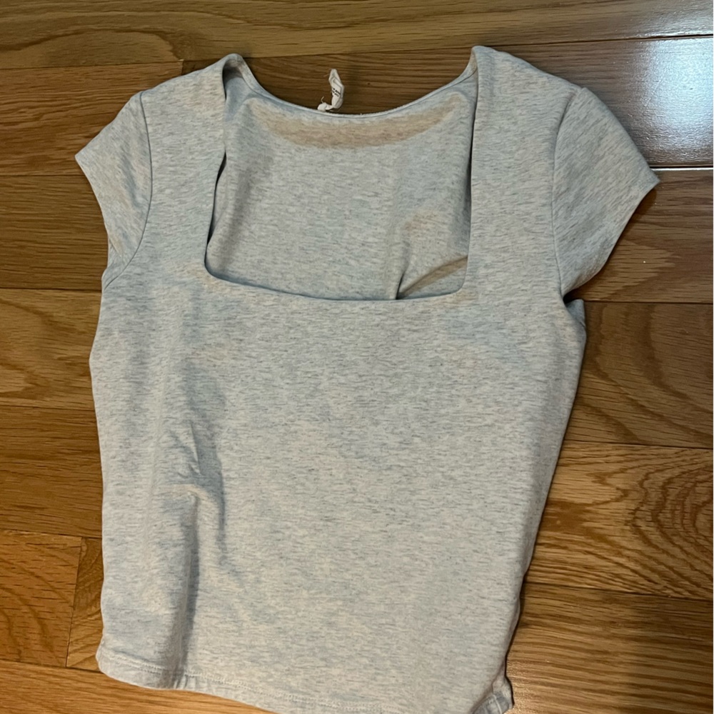 Garage Light Gray Square Neck Crop Top
